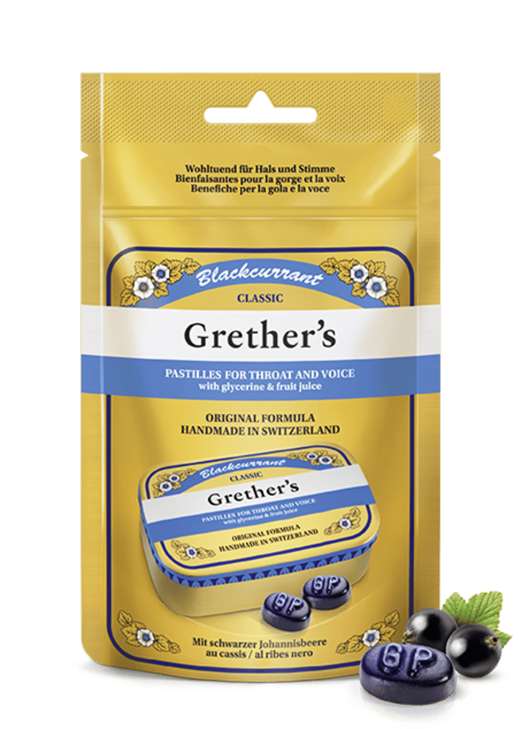 Grether's Pastilles Blackcurrant Pastilles Regular 110g Sachet