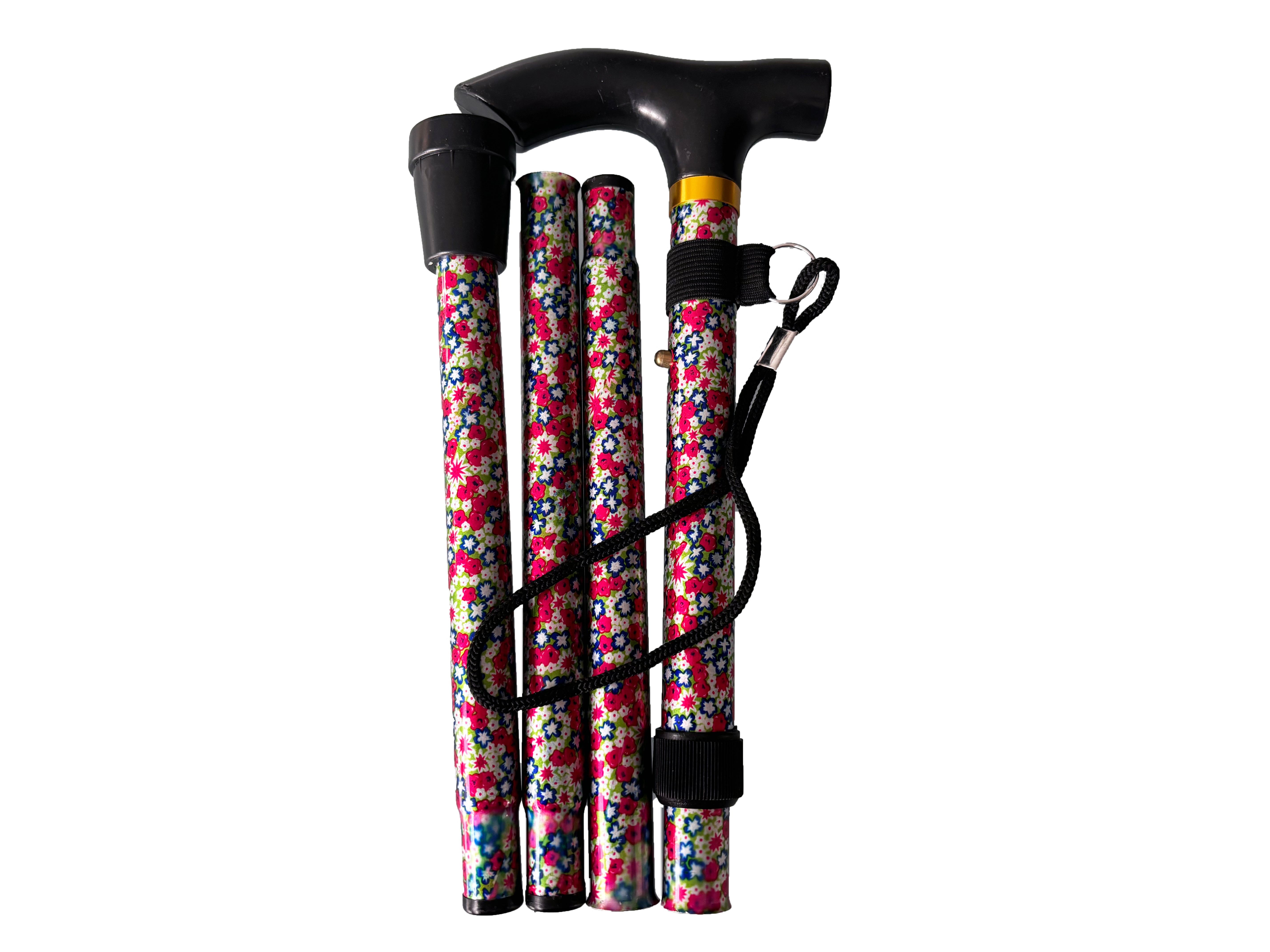 RMS Folding Cane - Adjustable, Lightweight Aluminum Walking Aid With Ergonomic Handle (Black - View #4