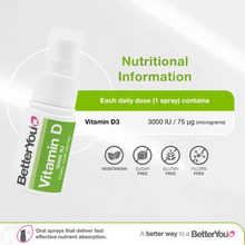 Load image into Gallery viewer, Better You Vitamin D 3000 IU Oral Spray 15ml