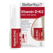 Load image into Gallery viewer, Better You Vitamin D3 + K2 Oral Spray 3000IU/75µg 12ml
