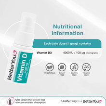 Load image into Gallery viewer, Better You Vitamin D 4000iu Daily Oral Spray 15ml
