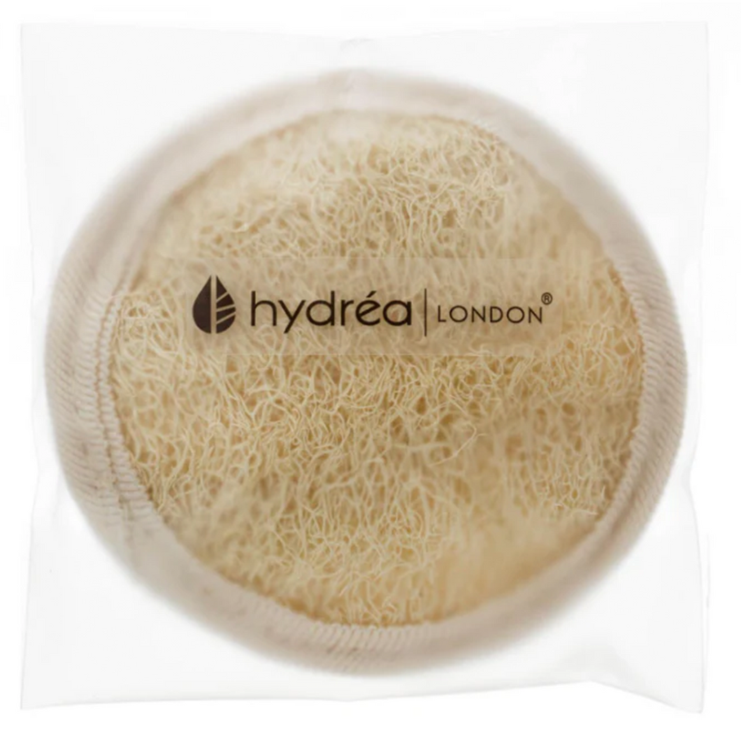 Hydrea London - Natural Sea Sponge - Organic Egyptian Loofah Facial Pad backed in soft egyptian cotton - 10cm