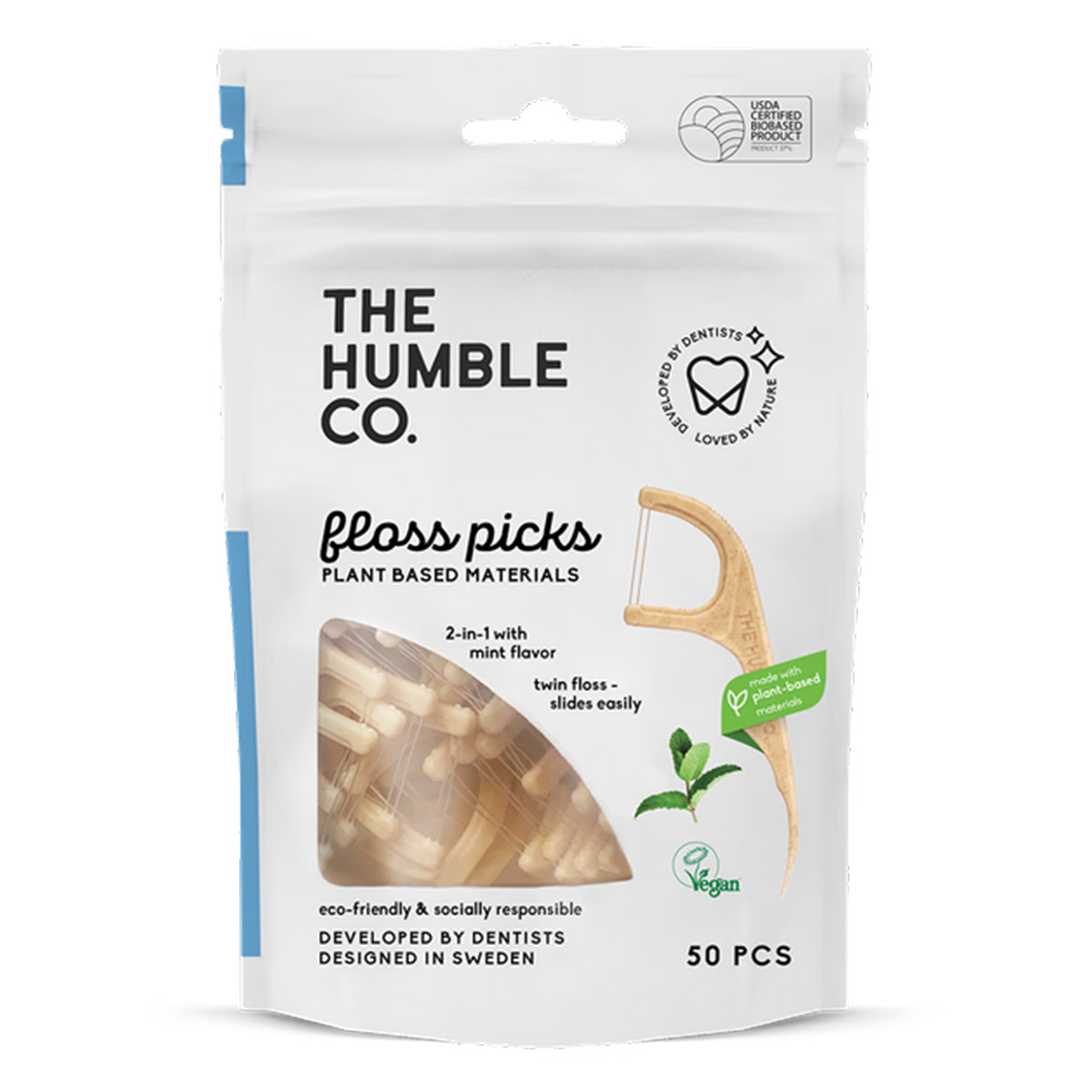 The Humble Co Mint Floss Picks 50pcs