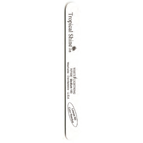 Tropical Shine Nail File - White Lightning 100/180 Grit (Coarse/Medium) For Natural & Acrylic Nails