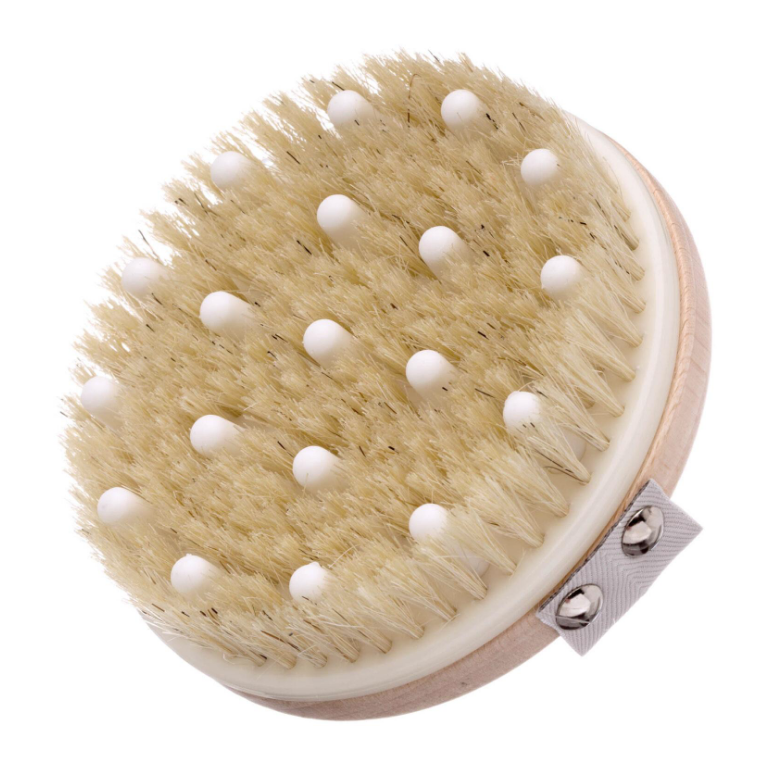 Hydrea London - Natural Sea Sponge - Combination Detox Massage Brush with Natural Bristles and Flexible Rubber Nodules