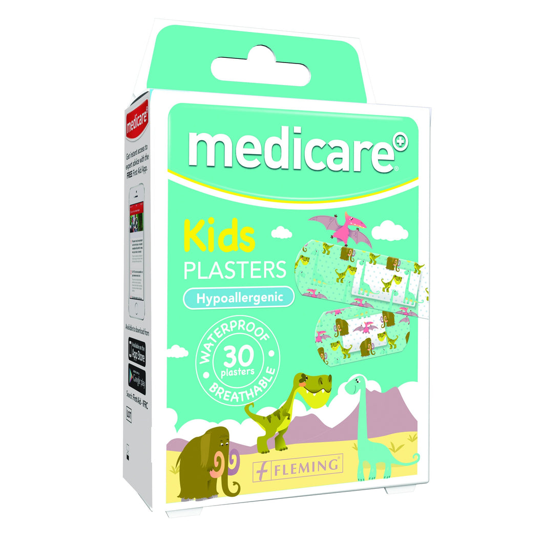 Medicare WATERPROOF KIDS PLASTERS 30'S (FUN DINOSAURS)