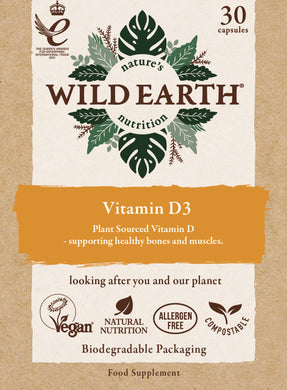 Natures Aid - Wild Earth - Vegan Vitamin D3 1000iu 30Vcaps
