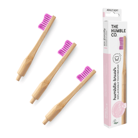 The Humble Co Bamboo Toothbrush with 3 removable brush heads